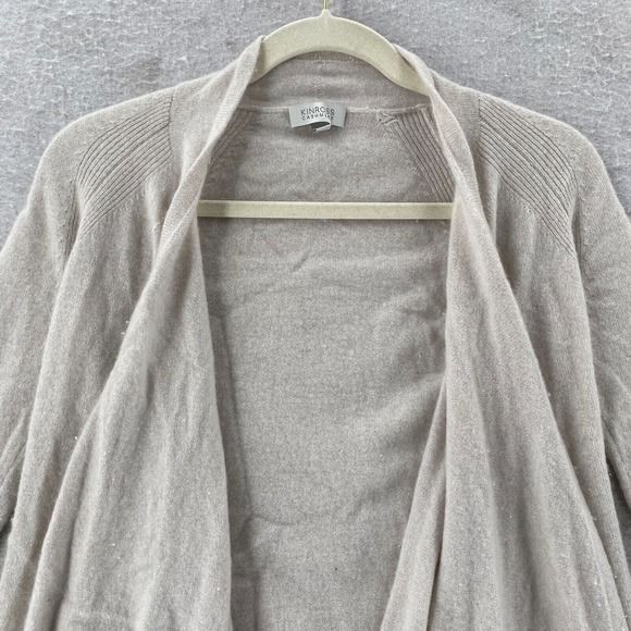 Kinross 100% Cashmere Cardigan Sweater Women XS Open Front Draped Ivory Coastal‎ - Picture 5 of 14